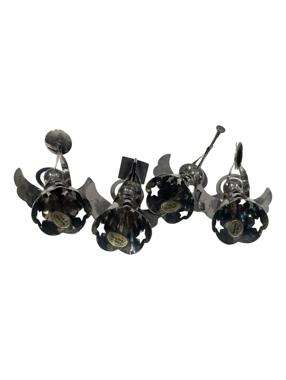 Vintage Silver Angel Band – 4 Metal Christmas Ornaments, 2.5” - Holiday Decor